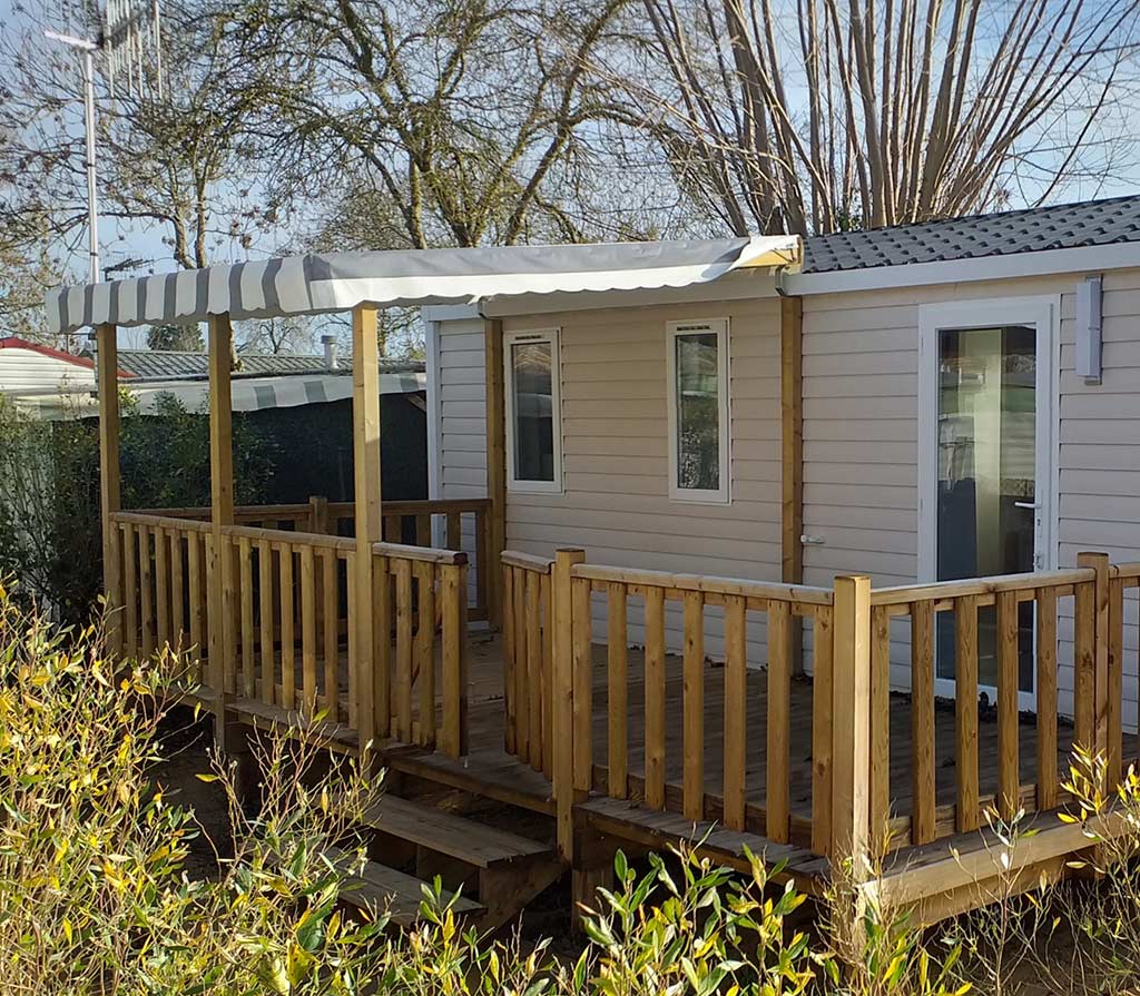 Mobile-Home Premium 32m² 3 chambres + terasse semi-couverte + Clim (coté plage)